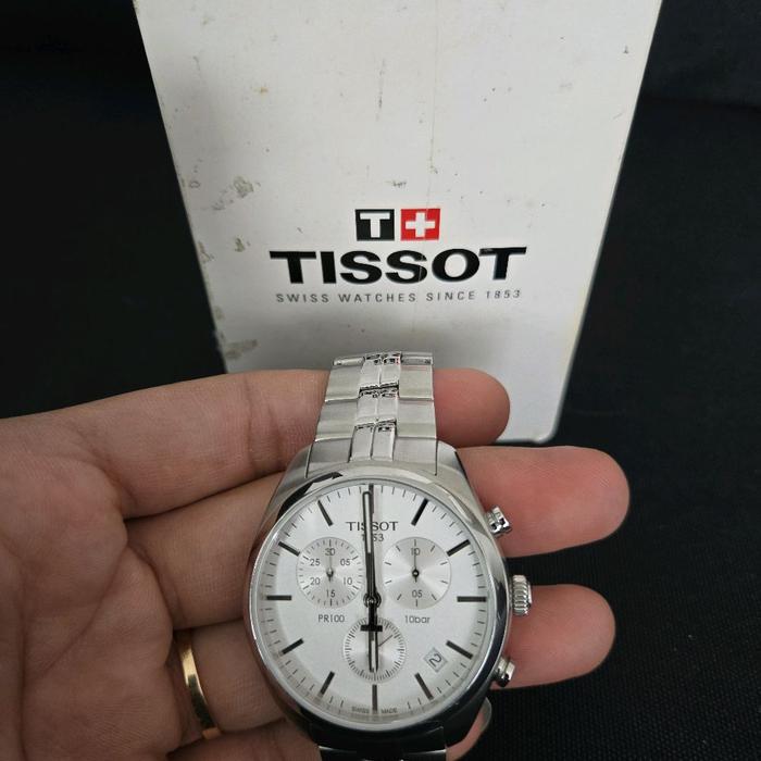 Tissot Jam Tangan Pria PR100 Chronograph Stainless Steel Tahan Air 100 Meter Swiss Watches Since 185