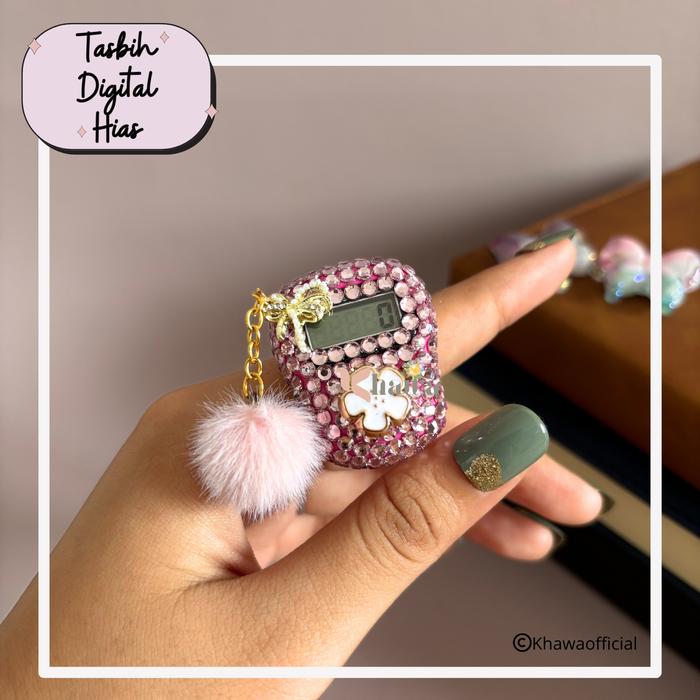 Khawa - Tasbih Digital Cincin Mini Sulaim Pom Pom Series Ring Zikir Tasbih Digital Hias Manik Mutiar