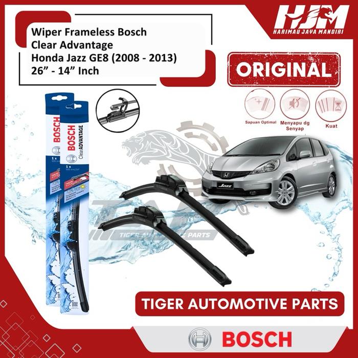 Wiper Blade Frameless Bosch Clear Advantage - Karet Pembersih Kaca Mobil Jazz GE8 26" - 14" Original