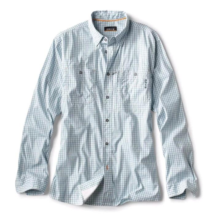 Kemeja Outdoor Pria Motif Kotak kotak warna tosca Orvis Lightweight Adventure Shirt  (size XL)