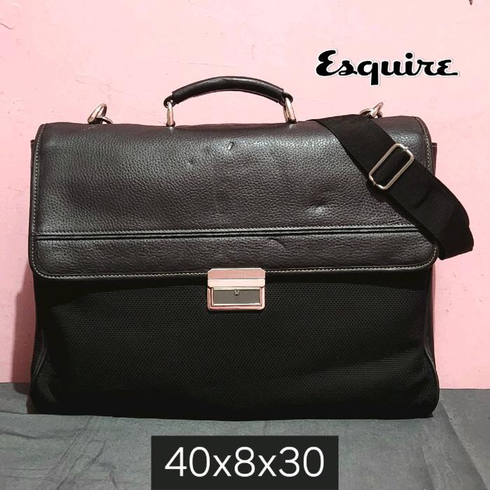 ESQUIRE Tas Kerja/Kantor/Briefcase/Messenger Laptop 15inch/Document F4 Besar/Jumbo Kulit Asli (Kulas
