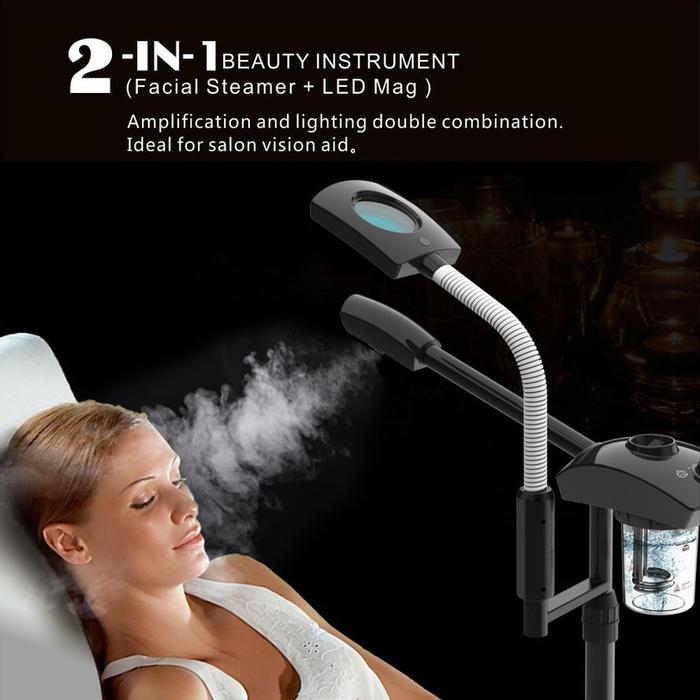 Lampu Pembesar Penguap Wajah Profesional Penguap Ozon Ionik 2 In 1