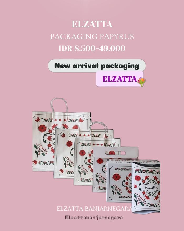 Elzatta Dauky Packaging Papyrus Paper Bag Handle Bag Hard Box packaging Hampers lebaran 2026 Packagi