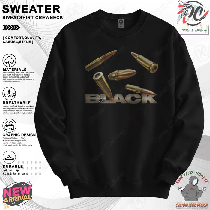 SWETER DEWASA SWEATER CREWNECK HITAM SWEATSHIRT CUSTOM LOGO DESIGN GAME KLASIK PS 2 BLACK