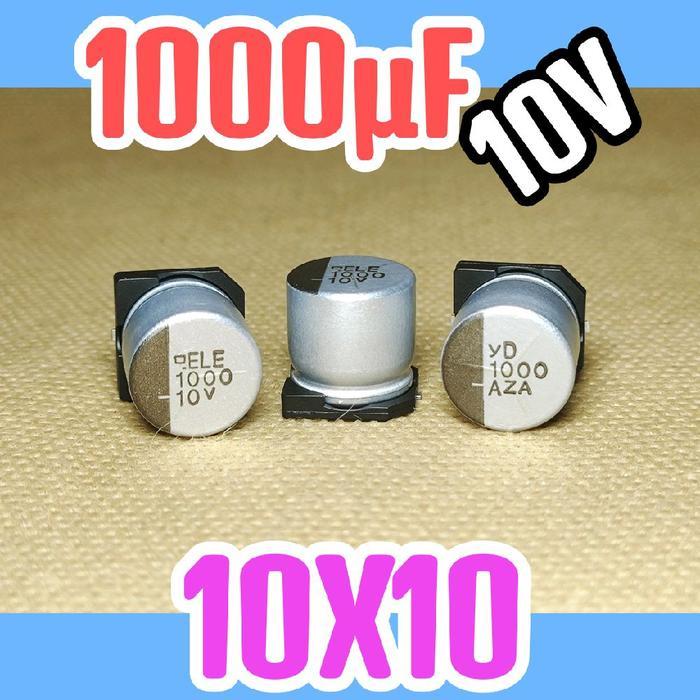 Solid kapasitor capasitor elko elco SMD 10v 1000uf 10v 1000 uf 10 v 10 volt AZA 10x10 ORIGINAL