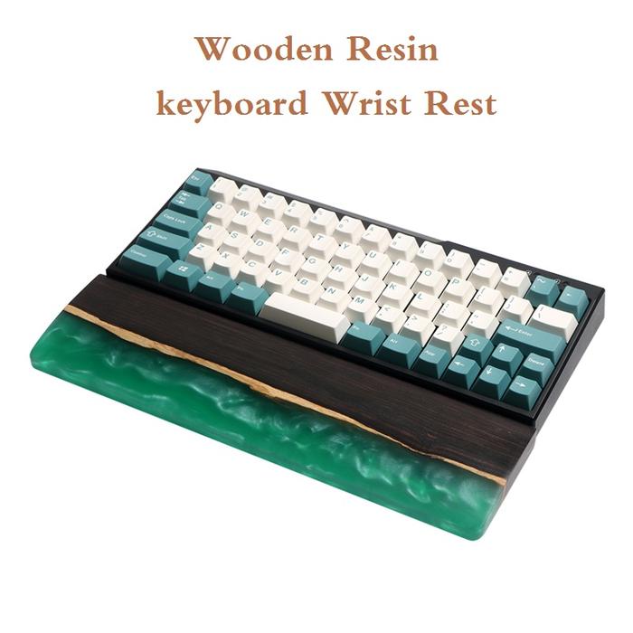 Resin Wooden Wrist Rest Pad For Mechanical Keyboard Grey Purple Blue Palm Rest 60 87 104 Keyboard Wo