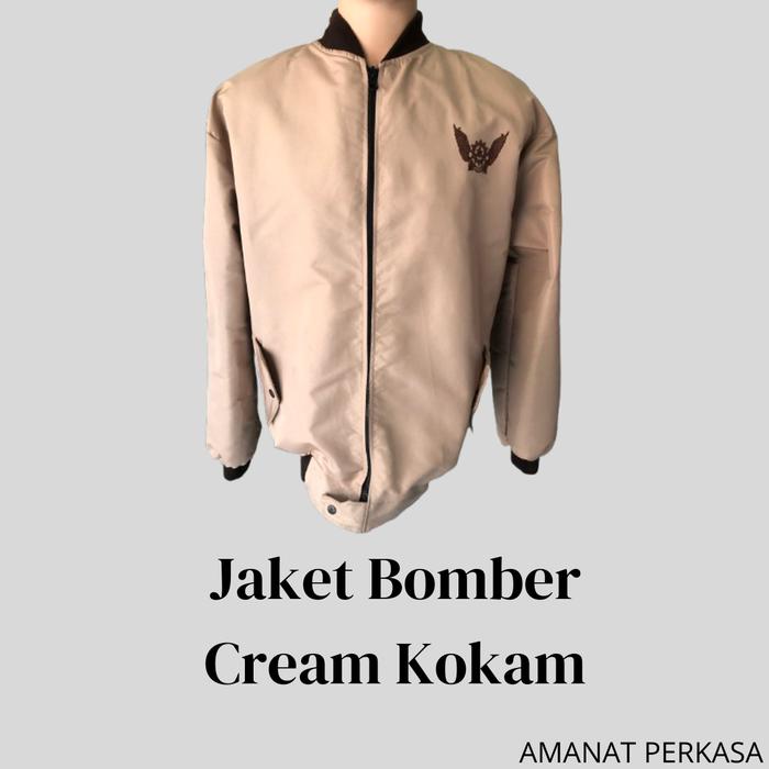 Amanat Perkasa-Jaket Bomber Warna Cream Kokam Fit Nyaman
