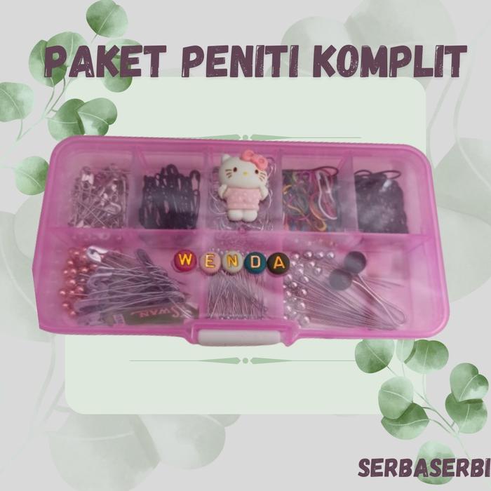 Paket komplit pins hijab (FREE CUSTOM NAMA) / Paket jarum pentul set / Tempat serbaguna jarum pentul
