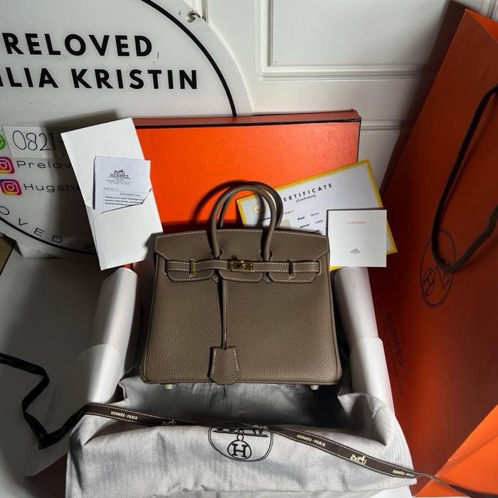 Preloved Birkin 25 Etoupe clemence GHW Authentic