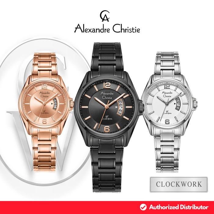 Jam Tangan Wanita Alexandre Christie Classic Steel AC 8684 LDB Rantai Simple Original Couple Minimal