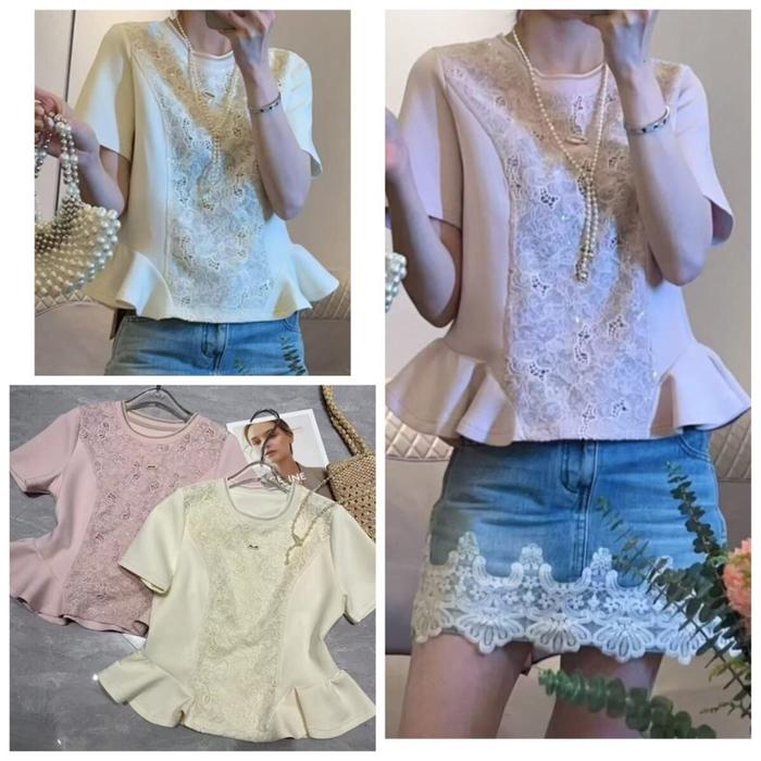 Kaos import kombinasi brokat