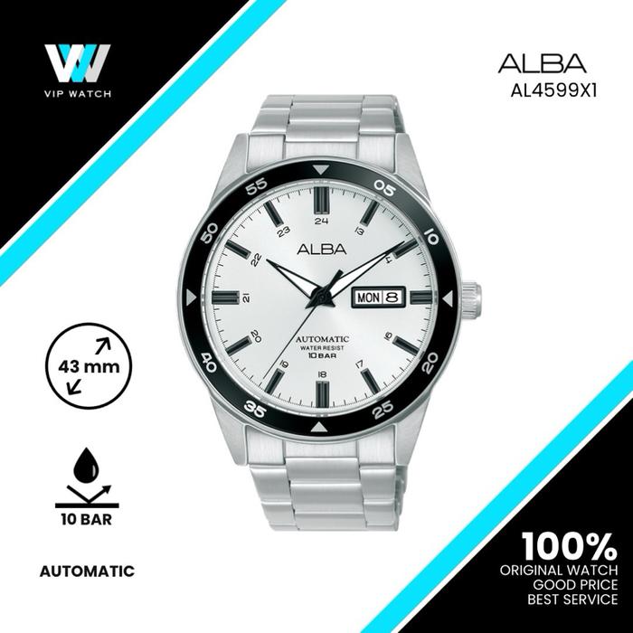 Alba AL4599X1 Jam Tangan Pria Automatic 43mm Tahan Air 10 Bar Original Watch Good Price Best Service