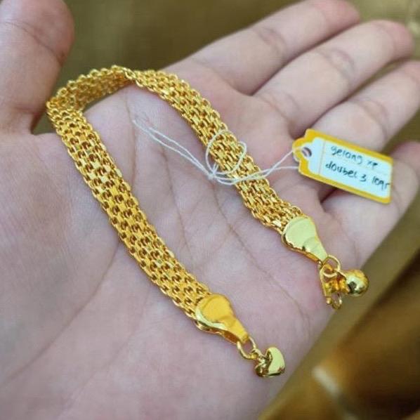 Gelang tangan motif tikar emas muda Bracelets