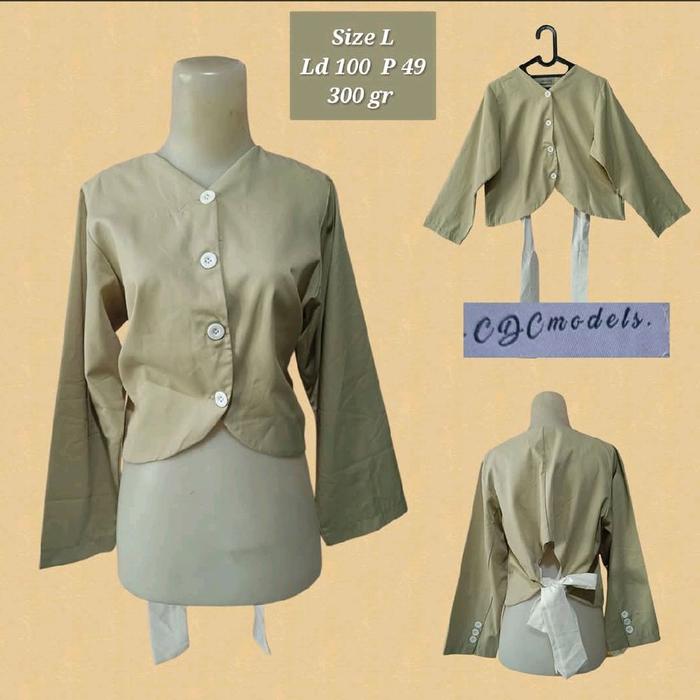 CDC models blouse crop tali belakang krem size L