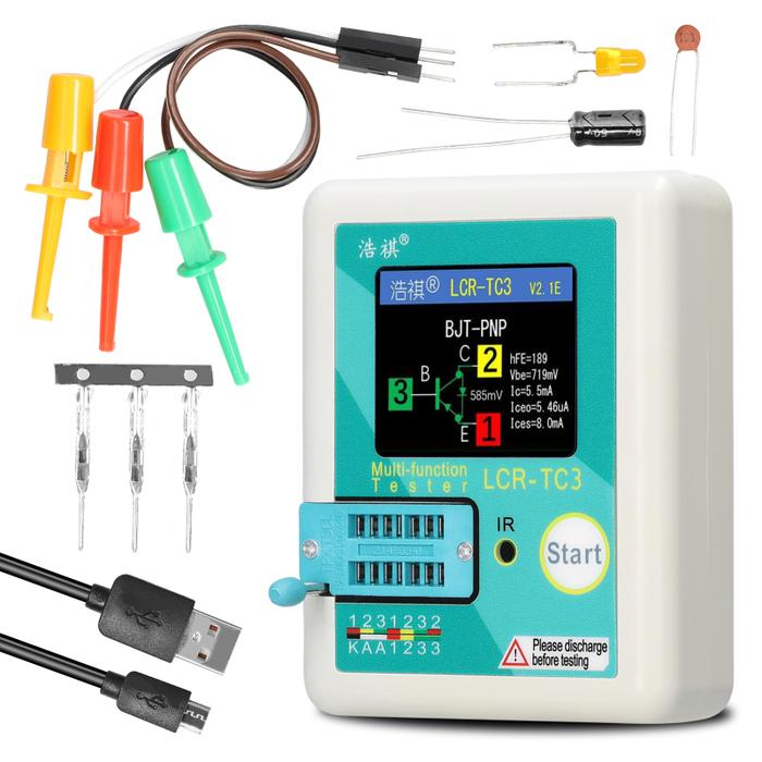 Transistor Tester LCR-TC3 Zener Diode Tester TFT Voltage Regulator Diode NPN PNP Bipolar Transistor 