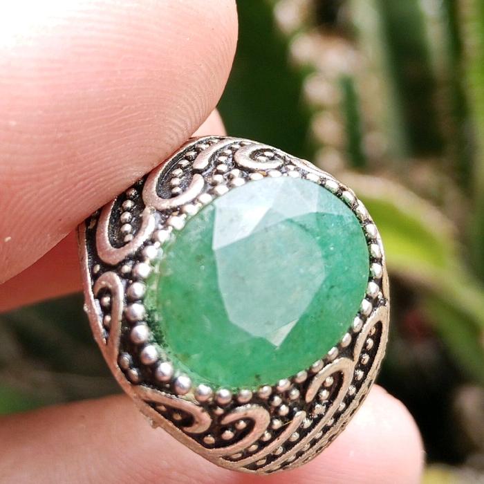 natural emerald beryl zamrud Columbia memo ring perak mekah