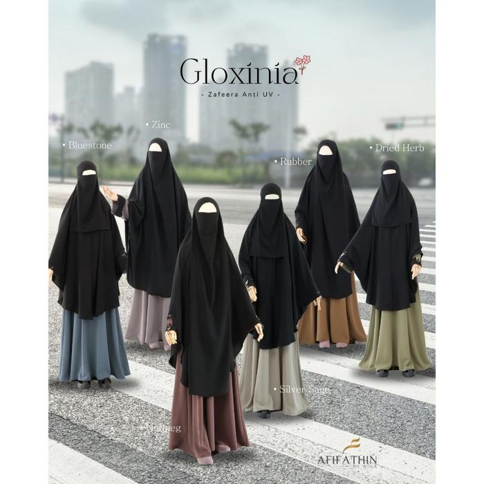 Gamis Abaya Set Khimar Model Modern Bahan Katun Premium Gloxinia by Afifathin Ukuran Sampai XL