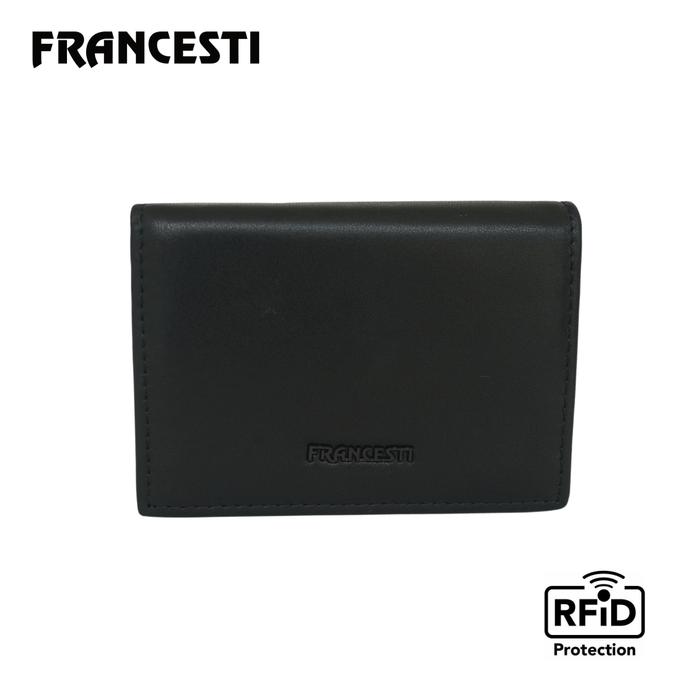 ORIGINAL FrancestiDompet Kartu Pria/Wanita Genuine Leather 167 Blackdilengkapi RFIDProtection