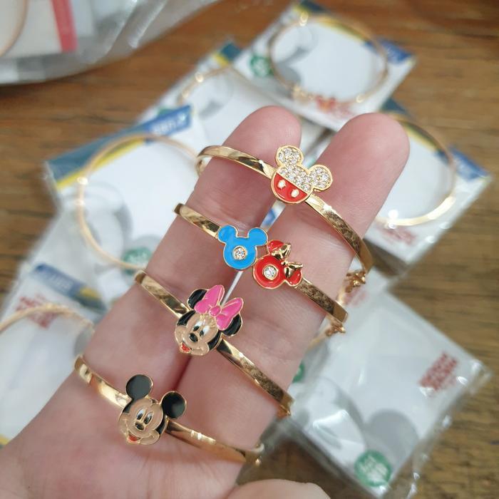 Bangle Gelang Anak Disney Mickey Minnie Ubs 4 Cm 4Cm Emas Asli 375 8K Terlaris