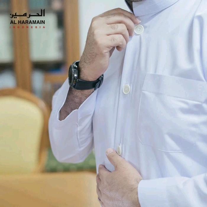 BAJU KOKO PRIA AL HARAMAIN BAHAN POLYSTER KANCING BULAT BESAR MODEL HABIB