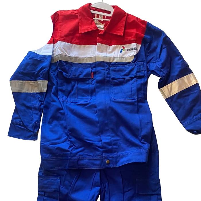 ￼Setelan Baju Celana Kerja Wearpack Pertamina Nomex Original Anti Api / Coverall Nomex Safety Pria