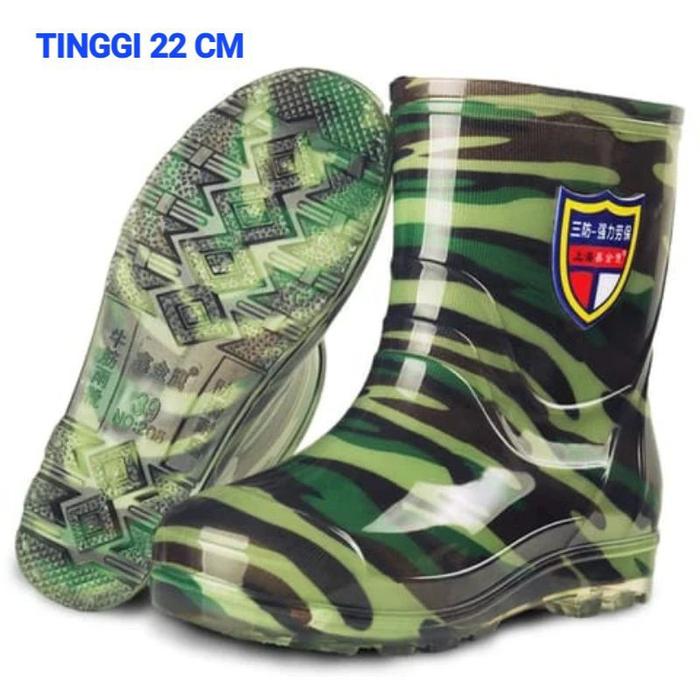 Terbaru Sepatu Boot Bot Doreng Loreng Pria Dewasa Import Pendek Lentur Anti Air Lumpur Bangunan Kebu