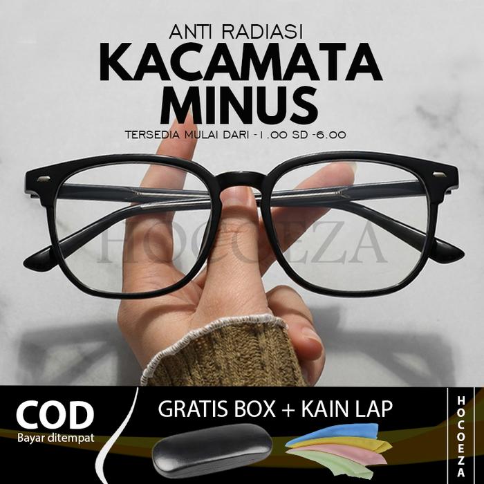 [ Gratis box & kain lap ] Kacamata Lensa Minus Anti Radiasi Untuk Rabun Jauh Miopi Frame Klasik Unis