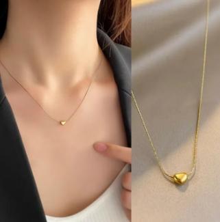 Kalung retro paduan titanium aksesoris wanita minimalis cinta love culpa mia heart hypoallergenic ka