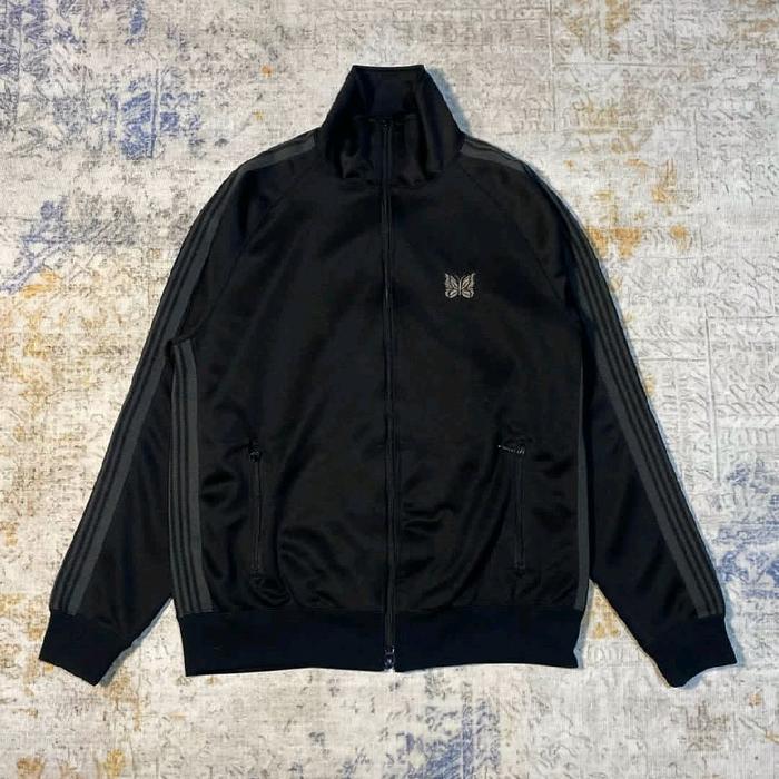 NEEDLES TRACK JACKET POLY SMOOTH BLACK USED ORIGINAL 100%