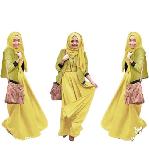 Baju Muslim Wanita Cardigan Set Rubiah Linen Vania 3in1 Fit Maxi Celana Setelan Atasan Tunik Panjang
