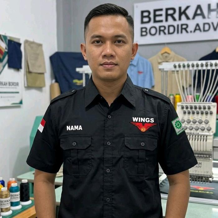 Kemeja WINGS GROUP - Baju Kerja PT Wings Full Bordir Gratis Bordir Nama Seragam Kerja Wings Lengan P