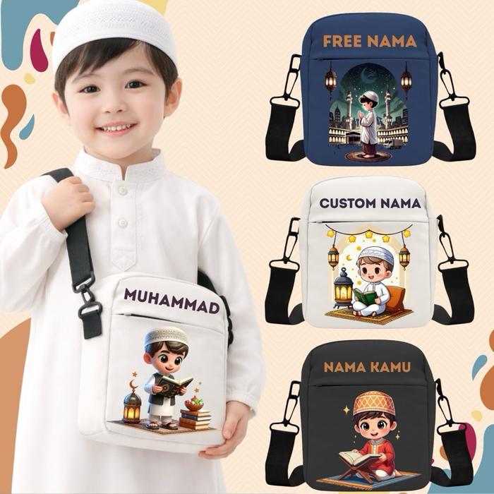 Tas Selempang Anak Laki-Laki Islami Mengaji | Tas Iqro Anak | Tas Anak Lucu