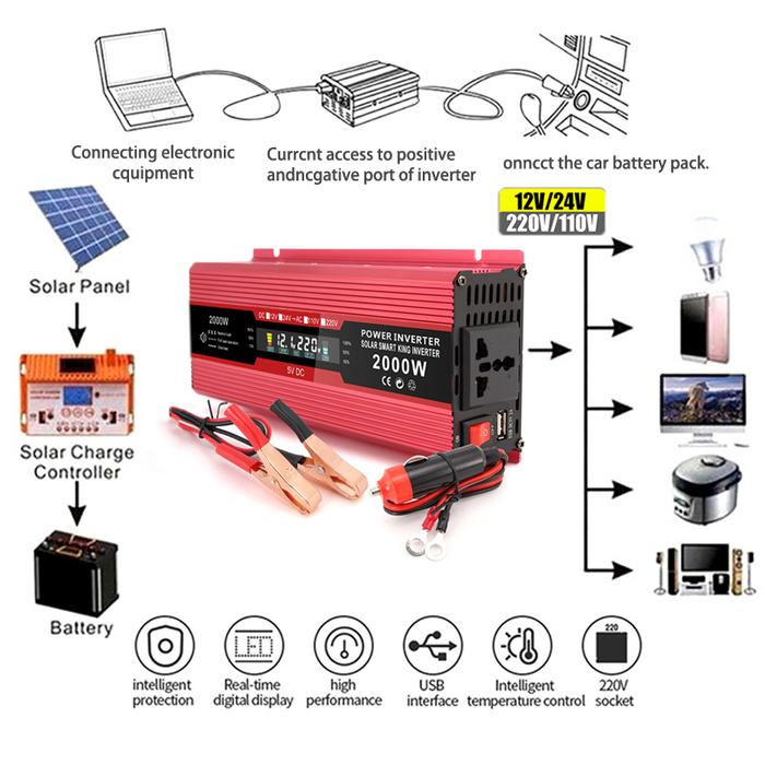 Inverter 12v 220v Pure Sine Wave 24v/220V 12v/110V DC To AC Peak