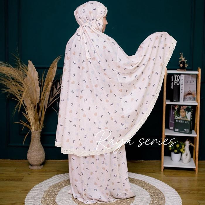 KL Mukenah 2in1 Rayon Motif Pita Love Dewasa Jumbo Bahan Rayon KBI Premium Dingin Lembut Cocok untuk