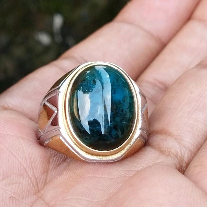 cincin bacan doko coklat merah keristal asli Batu Akik