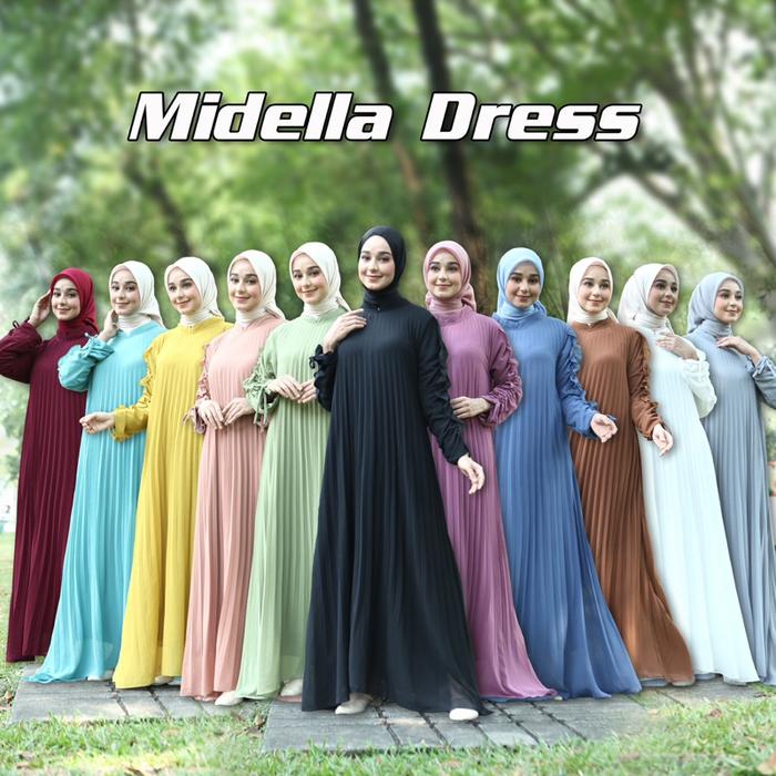 Gamis terbaru midella dress plisket premium revil collection