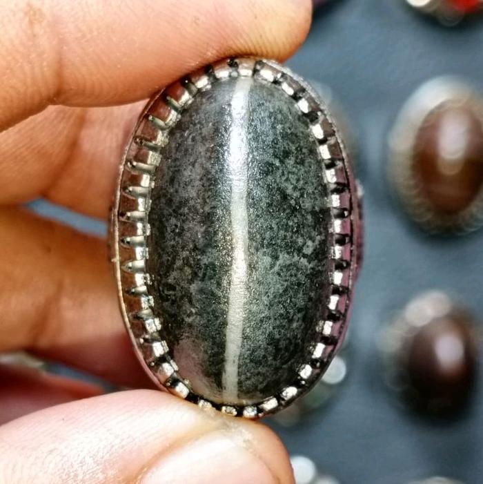cincin batu akik badar besi nempel magnet kendit tembus bawah natural