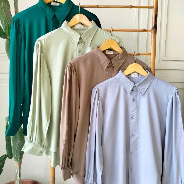Kemeja Wanita Casual/Formalin Polos | Bahan Katun Rayon Twill