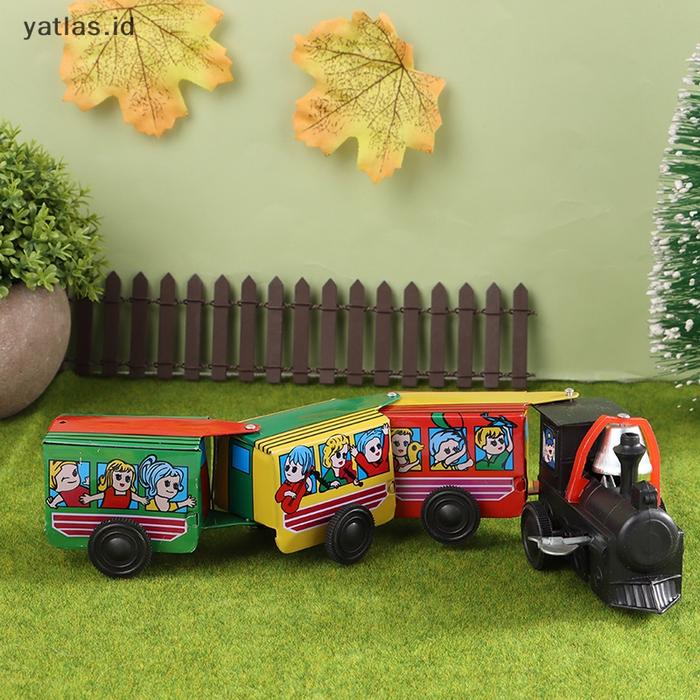 [Yatlas] Classic Retro Wind up Metal Walking Tin Toy Train Mainan