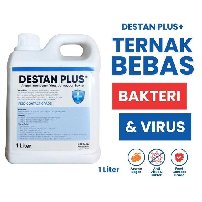 Desinfektan Kandang 1 Liter - Destan Plus 1 L - Desinfektan BKC 10% Aroma Segar