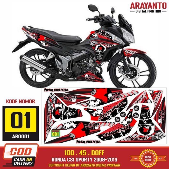 Stiker Striping Honda CS1 Sporty 2008-2013 Variasi Decal AR0001 Metal Mulisha Doff/Glossy