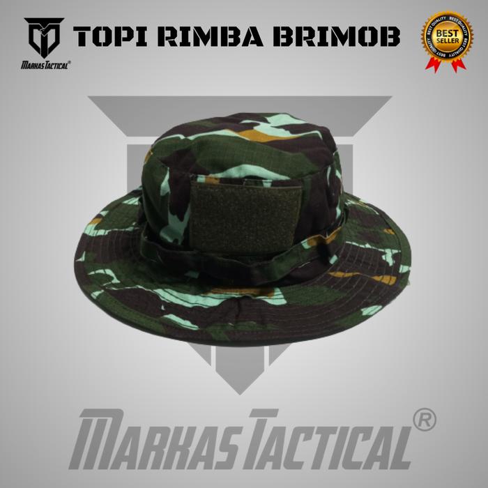 Topi Rimba brimob Jungle Hat Tactical Gunung Outdoor Bucket Adventure loreng Brimob topi rimba kawat