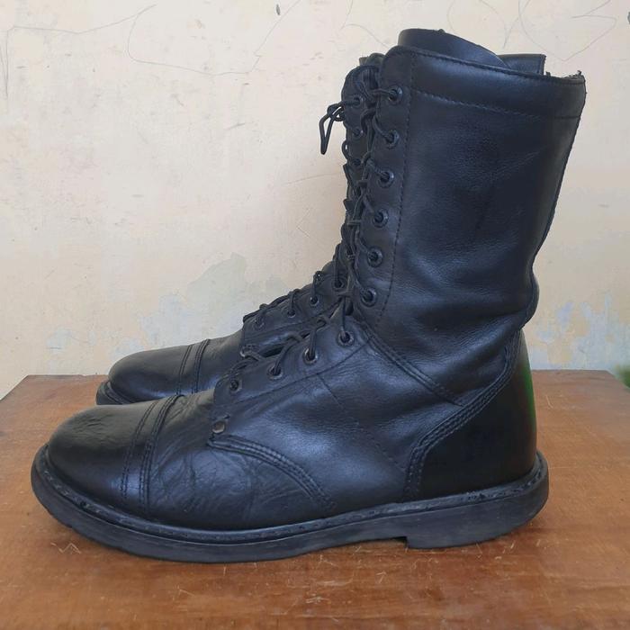 Sepatu Boots Rocky Paraboot Zipper Military Full Black Leather Size 42/43