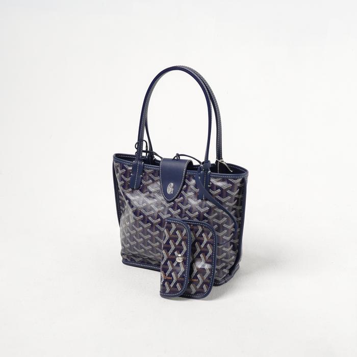 Tas GOYARD MINI ANJOU 2026 NAVY TOTE BAG WITH POUCH 100% ORIGINAL