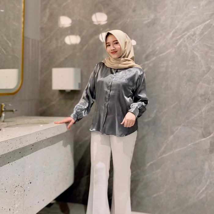 KF - Kemeja Nisa Premium Shimmer by Kariim Fashion - Kemeja Shimmer - Kemeja Oversize - Kemeja wanit