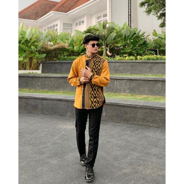 Kemeja Koko Tenun Asmarandana Shirt songket Troso original etnik toraja lengan panjang || baju kerja