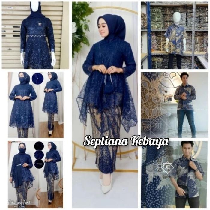 sk kebaya couple batik sr navy / kebaya batik sr navy / sr navy kebaya lamaran / kebaya tunangan wis
