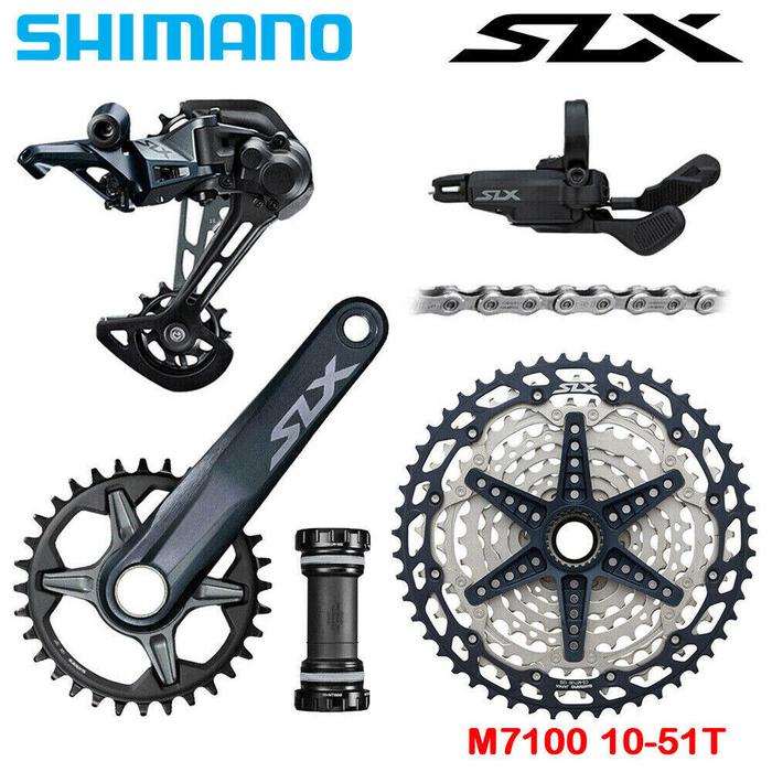 Shimano SLX M7100 Groupset sepeda, 1x12 kecepatan MTB M7100 170mm