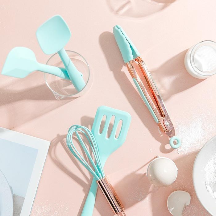 MINI SPATULA SET 5 PCS/ SUTIL SILIKON SET/ SPATULA SET ROSEGOLD PINK