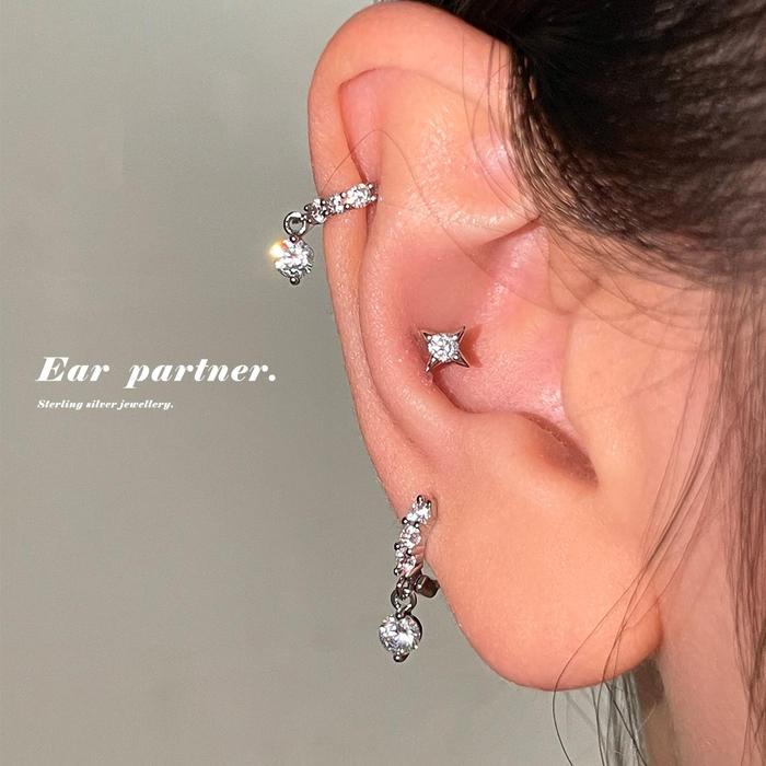 EAR PARTNER-Anting zirkel super berkilau untuk wanita, desain ringan dan mewah, aksesoris kecil dan 